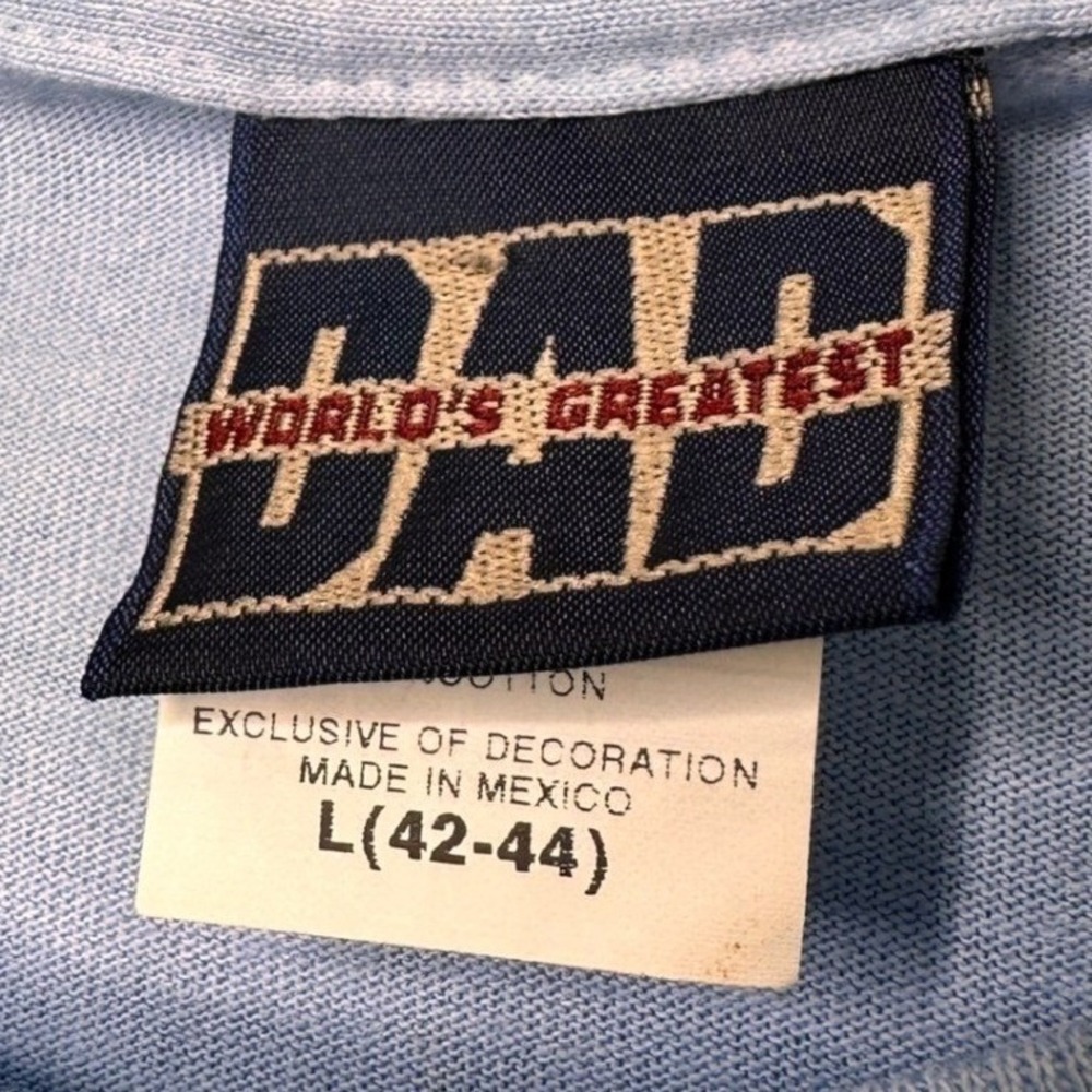 VTG World's Greatest Dad I Love U Grampa Graphic T-Shirt Light Blue Large 42-44 - Picture 3 of 7